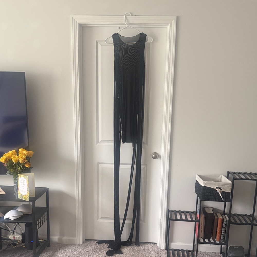 Black Fringe Maxi Tank Dress